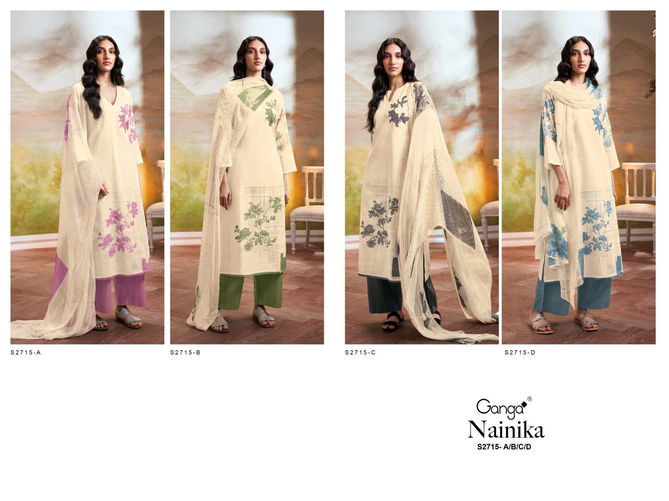 Nainika 2715 By Ganga Linen Printed Premium Cotton Dress Material Wholesale Shop In Surat